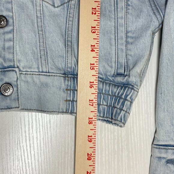 Abercrombie & Fitch Soft Blue Denim Jean Jacket Moto Elastic Waist - Picture 8 of 16